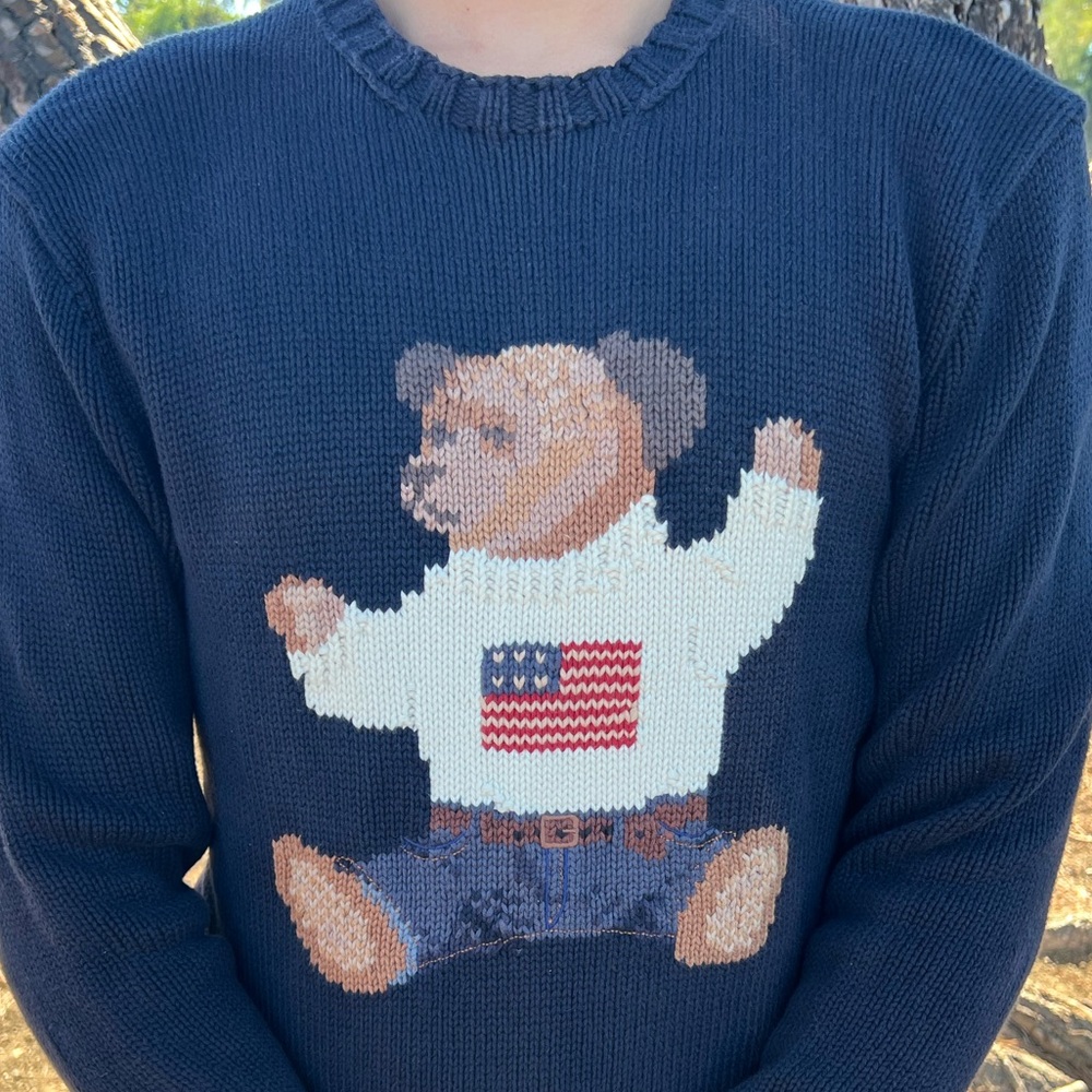 POLO BEAR RALPH LAUREN MEN KNIT SWEATER CHRISTMAS SWEATSHIRT TEDDY HOLIDAY LTD S